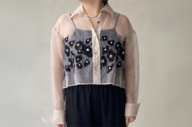 【ラ・セレクシオン】オーガンジーのシャツジャケット